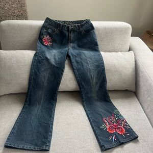 Arizona jeans company’s junior girls size 14 embroidered jeans Y2K hippie boho